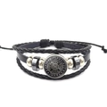 Vintage Viking compass leather bracelet with multilayered braided beads and runes - Celtic Knot Style (XSWX4426-3)
