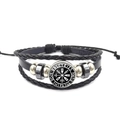 Multi-layer braided leather bracelet with Viking Vegvisir compass charm and Rune design - Valkyries Style (XSWX4426-8)