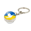 Détail du porte-clés en verre avec colombe de la paix sur drapeau ukrainien bleu et jaune - Style Colombe de la Paix avec Branche d'Olivier Bleu Jaune (XSWX4476-16)