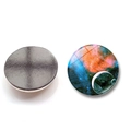 Detailed front and back view of a galaxy crystal glass fridge magnet with magnetic back - Bxt2453-8-(30mm)