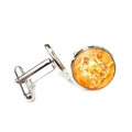 Detail of galaxy sun pattern cufflinks with glass dome and polished silver base - Sun Surface Theme (XSWX1869-9)