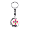 Ukraine double-sided rotating crescent moon keychain with national trident emblem - Pink Cross Anchor Emblem Style(XSWX4484-8)