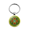 Dettaglio del portachiavi stemma Guardia Nazionale Ucraina con anello metallico argento - Stile Distintivo Verde Scuro Guardia Nazionale (XSWX4475-4)