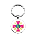 Silver Ukraine Navy trident flag glass gem keychain with golden anchor for car or bag keys - Pink Cross Gold Anchor Style (XSWX4475-8)