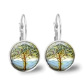 Silver Tree of Life drop earrings with colorful glass stones for women fashion jewelry - Colorful Stained Glass Tree Style (XSWX2771-4)