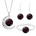 Detailed view of Scorpio constellation silver jewelry set with moon pendant and nebula patterns - Scorpius (XSWX3480)