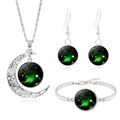Detail of silver Aries jewelry set with moon pendant necklace and glass nebula charm - Aries (XSWX3480)