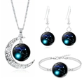 Detail view of silver Taurus zodiac jewelry set with necklace, bracelet and earrings - Taurus (XSWX3480)