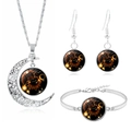 Detail view of Leo zodiac constellation jewelry set with silver necklace and earrings - Leo (XSWX3480)