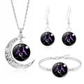 Set gioielli Gemini argento con collana luna, orecchini e bracciale con pietre viola lucide - Gemelli (XSWX3480)