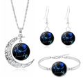 Set gioielli costellazione Pesci con collana pendente luna e orecchini d'argento - Pesci (XSWX3480)