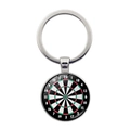 Classic silver dartboard glass gem keychain with colorful scoring target ring - Silver (Style 2)