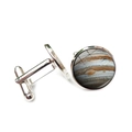 Silver Jupiter planet cufflinks with round glass dome and T-bar closure for men - Jupiter Panorama Theme (XSWX1869-5)