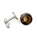 Silver galaxy cufflinks featuring Saturn glass cabochon with bullet back closure - Xswx1869-6