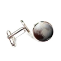 Pluto planet galaxy cufflinks in silver round frame with secure T-bar toggle closure - Pluto Surface Theme (XSWX1869-8)