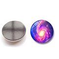 Round glass fridge magnet featuring a colorful galaxy nebula pattern with magnetic back - Bxt2453-1-(30mm)