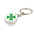 Porte-clés en métal argenté avec pendentif en verre cristal et emblème SBU d'Ukraine - Style Emblème SBU Service de Sécurité Ukraine (XSWX4476-9)