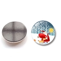 Calamita da frigo natalizia in vetro da 25 mm con Babbo Natale e base magnetica - Stile Babbo Natale con Renna (BXT2118)