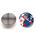 Detailed view of 25mm round glass Santa Claus fridge magnet with strong magnetic backing - Santa and Reindeer Head Style (BXT2125)