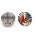 Front and back detail of a 25mm Santa Claus glass fridge magnet with magnetic layer - Vintage Santa with Children Style (BXT2124)