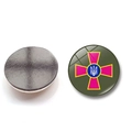 25mm Ukraine Army pink cross crest round glass fridge magnet with magnetic back for home decor - Armed Forces Military Symbol Style (XSWX4488-5)