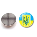 Ukraine flag crystal glass fridge magnet featuring the national trident emblem and magnetic back - Classic Blue Yellow Badge Style (XSWX4488-11)