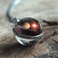 Saturn galaxy time gem pendant necklace with double-sided glass ball on silver chain - Starry Universe Style (XSWX0941-2)