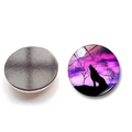 Calamita da frigo lupo che ulula alla luna in vetro da 25mm con retro magnetico - Lupo che Ulula Stile 2 (BXT1144)