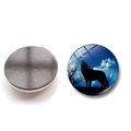 Two-piece wolf howling at moon glass magnets 25mm round fridge magnets set - Wolf Howling Style 1 (BXT1143)