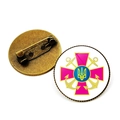 Ukrainische Marine Abzeichen Brosche mit lila Kreuz und Vintage Bronze Sicherheitsnadel - Marine Emblem Kreuz Dreizack Stil 8 (XSWX4491-8)