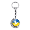 Rotating Ukraine flag moon keychain with peace dove and olive branch pendant - Peace Dove with Flag Background Style(XSWX4484-16)