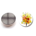 Detail of life tree glass fridge magnets with colorful floral art and black magnetic base - Brilliant Floral Art Tree (BXT2404-15)