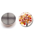 Detailansicht des Baum des Lebens Glas-Kühlschrankmagnets mit bunten Blumen und Magnetrückseite - Roter künstlerischer Baum (BXT2404-4)