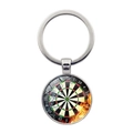Portachiavi in metallo argento con ciondolo in vetro a forma di bersaglio effetto fuoco e acqua - Argento (Stile 5)