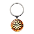 Portachiavi a bersaglio per freccette con cabochon in vetro e fiamma metallica - Argento (Stile 6)