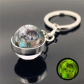 Portachiavi lupo luminoso in vetro con anello di metallo e fluorescenza verde brillante - Modello Lupo Realistico 2 (XSWX2471-2)