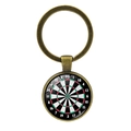 Vintage bronze dartboard time gem keychain with classic red and green board pattern - Antique Bronze (Style 2)