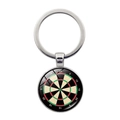 Creative dartboard time gem keychain with silver metal ring and glass dome pendant - Silver (Style 3)