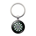 Silver metal keychain featuring a dartboard glass cabochon pendant with colorful pattern - Silver (Style 4)