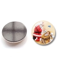 Round 25mm glass fridge magnet featuring a Santa Claus and baby Jesus Christmas scene - Santa Adoration Style (BXT2120)