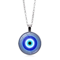 Κολιέ με μενταγιόν Evil Eye από μπλε γυαλί και ασημένια αλυσίδα για γυναίκες - Στυλ Ομόκεντροι Κύκλοι (XSWX4304-5-Ασημί)