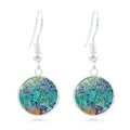 Boucles d'oreilles Van Gogh Iris en verre avec crochets argentés vintage - Iris (XSWX3469-4)