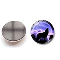 25mm howling wolf glass fridge magnet with purple moonlit sky and magnetic backing - Wolf Howling Style 5 (BXT1147)