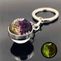 Luminous wolf and dreamcatcher glass ball keychain with green glowing effect - Wolf Art Combination 10 (XSWX2471-10)
