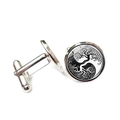 Gemelli da polso da uomo in argento con albero della vita e design Tai Chi in vetro - Tai Chi Albero Della Vita (XSWX2737-3)