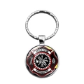 Detalle de llavero de bombero con logotipo de cruz de malta y cúpula de cristal pulido - Estilo Orgulloso de Ser Bombero (XSWX2843-6)