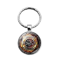 Primer plano del llavero para mamá de bombero con colgante de cristal sobre blanco - Estilo Temático de Mamá Bombera (XSWX2843-5)