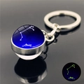 Leuchtender Widder Sternzeichen Glasball Schlüsselanhänger mit Sternbild und Datum - Widder