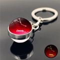 Luminous Cancer zodiac keychain with glowing glass ball and nebula pattern detail - Cancer