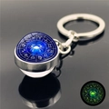 Portachiavi Cancro luminoso con anello in metallo argento e vetro cielo stellato blu - Cancro